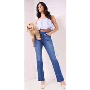 REKUCCI Womens Pull-on Bootcut Denim Cotton Jeans with real pockets Size 6